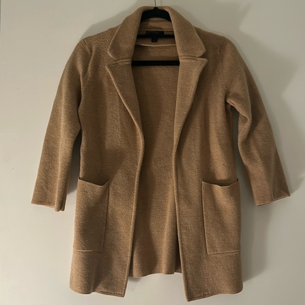 J. Crew Open-Front Camel Tan Cardigan Coat